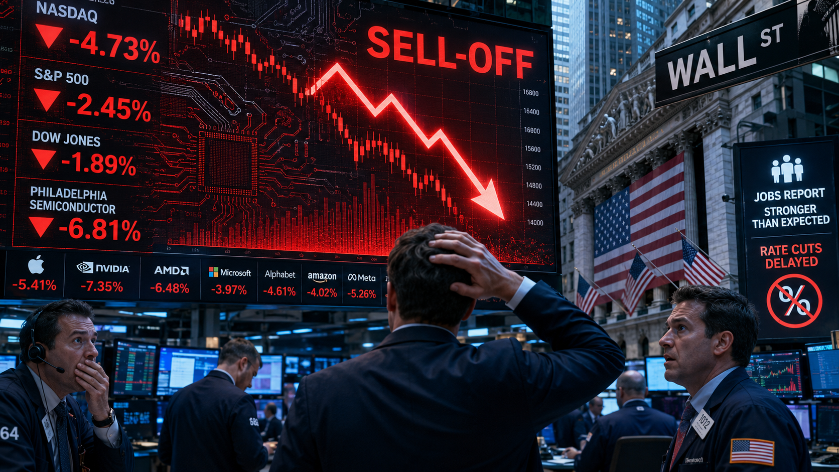 Nasdaq crolla: -4,77% e 1.800 mld bruciati in un giorno