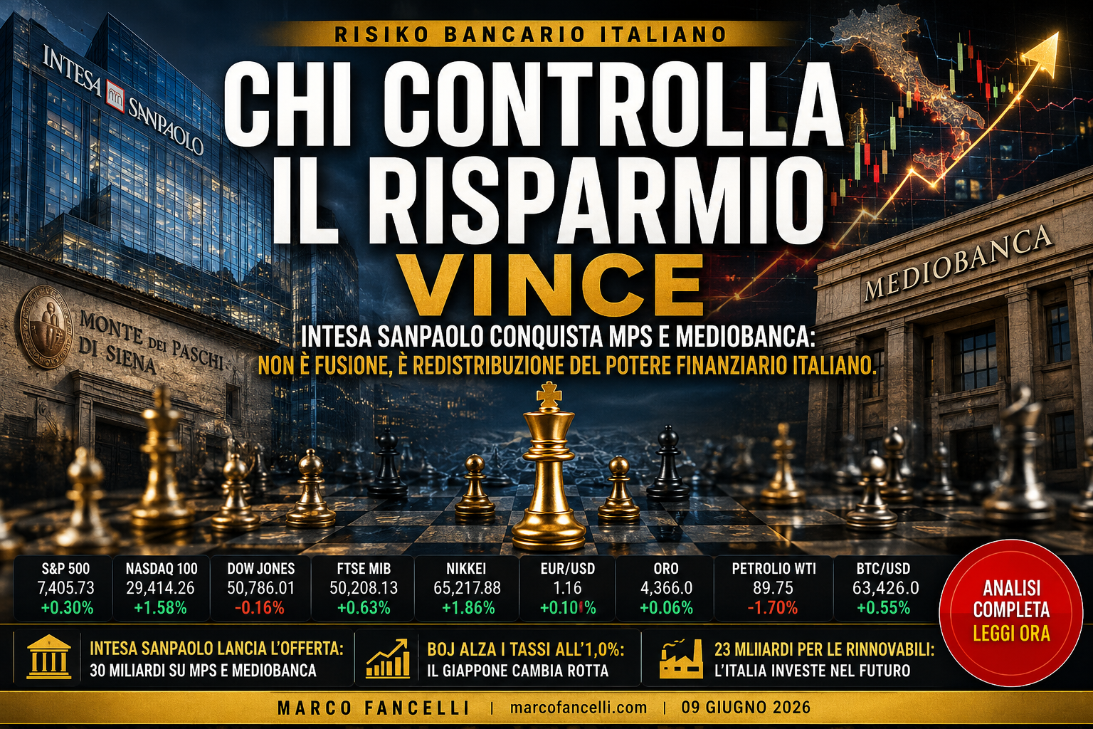 Risiko bancario italiano: chi controlla il risparmio vince