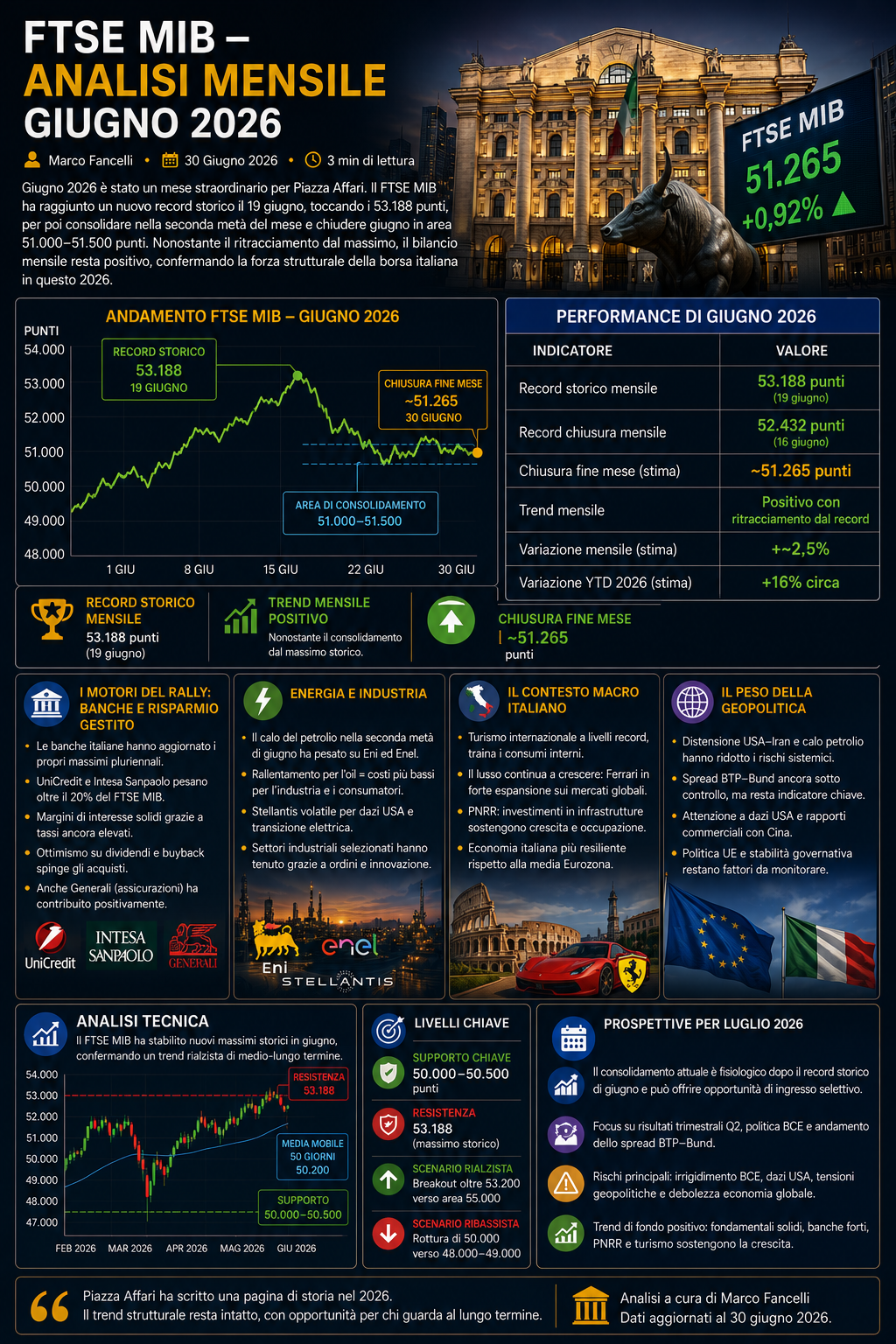 FTSE MIB — Analisi Mensile Giugno 2026