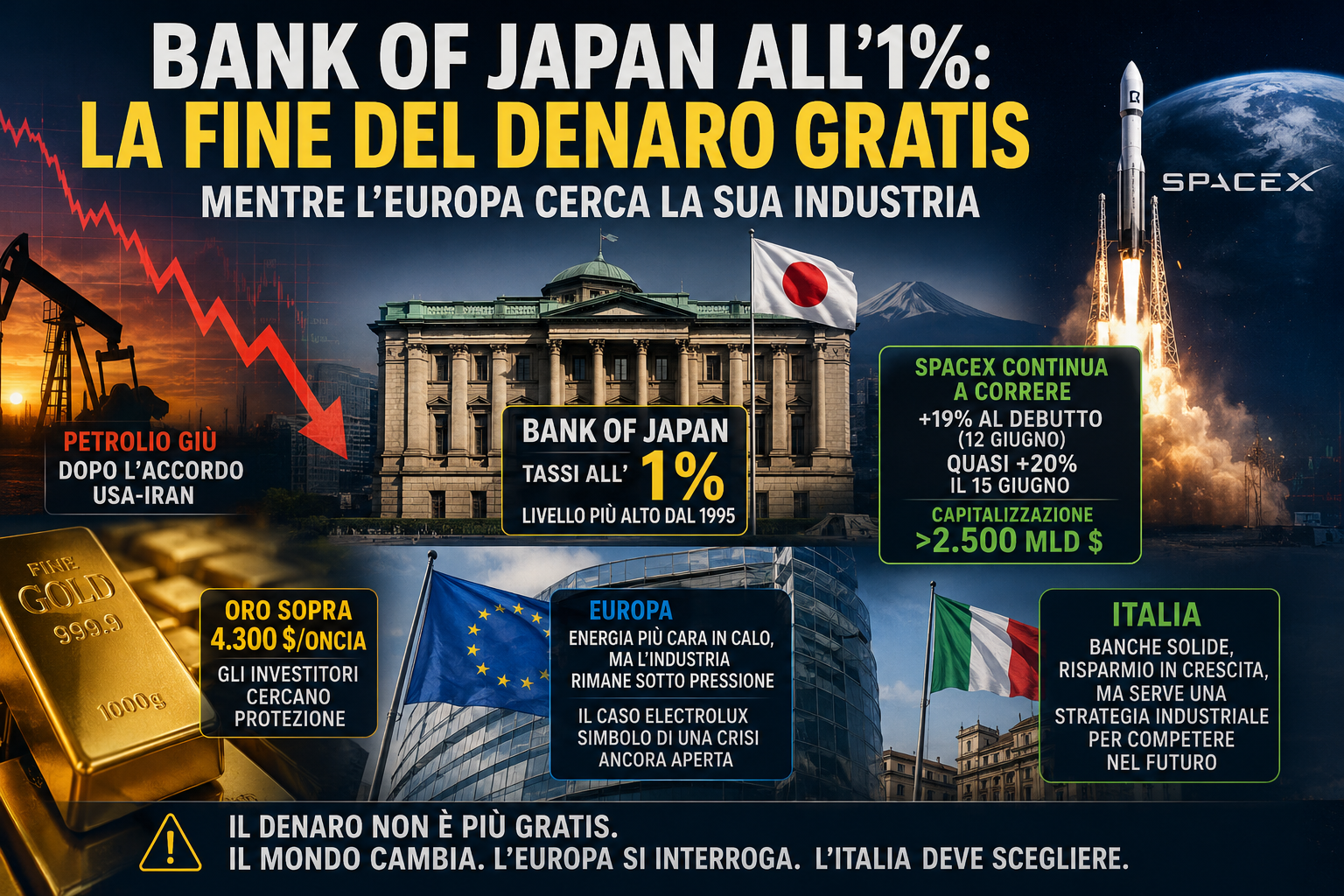Banca del Giappone all’1%: la fine del denaro gratis